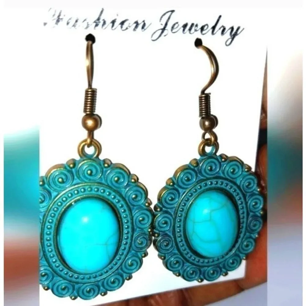 Gorgeous turquoise gypsy dangle boho Earrings